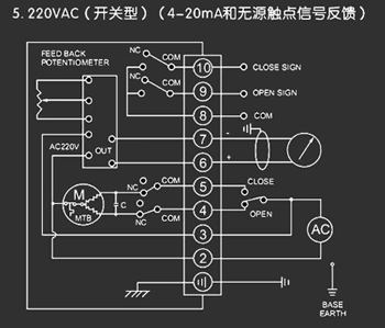 220VAC開關型<a href='http://www.hyexp.com.cn/Product/diefa/diandongdiefa/' target='_blank'>電動<a href='http://www.hyexp.com.cn/Product/diefa/' target='_blank'>蝶閥</a></a>接線圖