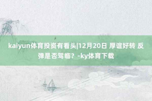 kaiyun体育投资有看头|12月20日 厚谊好转 反弹是否驾临？-ky体育下载